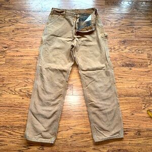 Vintage Carhartt Flannel Lined Pants 34x34 Heavy Workwear Carpenters USA Canvas